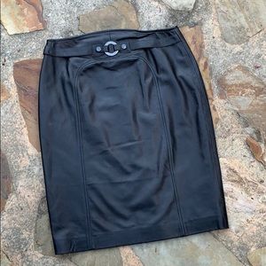 Genuine leather pencil skirt